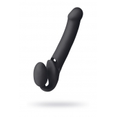 Черный безремневой вибрострапон Vibrating Bendable Strap-On L - Strap-on-me - купить с доставкой в Рязани