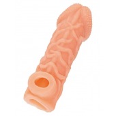 Телесная закрытая насадка с венками Cock Sleeve Size M - 15,6 см. - KOKOS - в Рязани купить с доставкой
