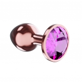 Пробка цвета розового золота с лиловым кристаллом Diamond Quartz Shine L - 8,3 см. - Lola Games - купить с доставкой в Рязани