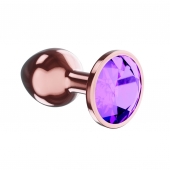 Пробка цвета розового золота с фиолетовым кристаллом Diamond Amethyst Shine L - 8,3 см. - Lola Games - купить с доставкой в Рязани