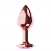 Пробка цвета розового золота с фиолетовым кристаллом Diamond Amethyst Shine L - 8,3 см. - Lola Games - купить с доставкой в Рязани