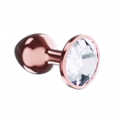 Пробка цвета розового золота с прозрачным кристаллом Diamond Moonstone Shine L - 8,3 см. - Lola Games - купить с доставкой в Рязани