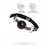 Черный кляп-шар на леопардовых ремешках Anonymo - ToyFa - купить с доставкой в Рязани