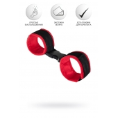 Красно-черные велюровые наручники Anonymo - ToyFa - купить с доставкой в Рязани