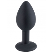 Черная малая силиконовая пробка с прозрачным кристаллом - Свободный ассортимент