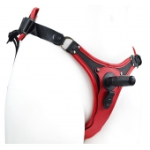 Красно-черный женский пояс с 2 способами крепления насадок - LOVETOY (А-Полимер) - купить с доставкой в Рязани