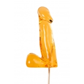 Оранжевый леденец в форме пениса со вкусом аморетто - Sosuчki - купить с доставкой в Рязани