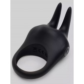Черное эрекционное виброкольцо Sensation Rechargeable Vibrating Rabbit Love Ring - Fifty Shades of Grey - в Рязани купить с доставкой