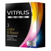 Цветные ароматизированные презервативы VITALIS PREMIUM color   flavor - 3 шт. - Vitalis - купить с доставкой в Рязани