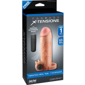 Телесная вибронасадка с кольцом  Vibrating Real Feel 1 Extension - 14 см. - Pipedream - в Рязани купить с доставкой