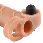 Телесная вибронасадка с кольцом Vibrating Real Feel 2 Extension - 16 см. - Pipedream - в Рязани купить с доставкой