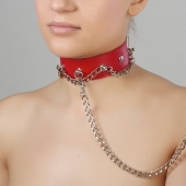 Красный ошейник из натуральной кожи - Sitabella - купить с доставкой в Рязани