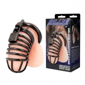 Черная металлическая клетка с замком Deluxe Chastity Cage - BlueLine - купить с доставкой в Рязани