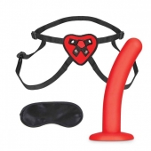 Красный поясной фаллоимитатор Red Heart Strap on Harness   5in Dildo Set - 12,25 см. - Lux Fetish - купить с доставкой в Рязани