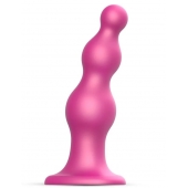 Розовая насадка Strap-On-Me Dildo Plug Beads size S - Strap-on-me - купить с доставкой в Рязани