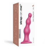 Розовая насадка Strap-On-Me Dildo Plug Beads size L - Strap-on-me - купить с доставкой в Рязани