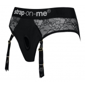 Черные трусики для насадок Diva Lingerie Harness - size S - Strap-on-me - купить с доставкой в Рязани