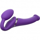 Фиолетовый безремневой вибрострапон Silicone Bendable Strap-On - size M - Strap-on-me - купить с доставкой в Рязани