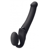 Черный безремневой вибрострапон Silicone Bendable Strap-On - size XL - Strap-on-me - купить с доставкой в Рязани