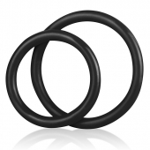 Набор из двух черных силиконовых колец разного диаметра SILICONE COCK RING SET - BlueLine - в Рязани купить с доставкой