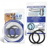 Набор из двух черных силиконовых колец разного диаметра SILICONE COCK RING SET - BlueLine - в Рязани купить с доставкой