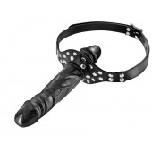 Черный кляп-фаллоимитатор Double Penis Gag - Fetish Tentation - купить с доставкой в Рязани