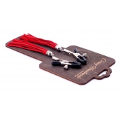 Металлические зажимы на соски с красными замшевыми кисточками - Crazy Handmade - купить с доставкой в Рязани