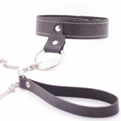 Узкий однослойный ошейник с поводком - Crazy Handmade - купить с доставкой в Рязани