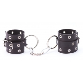 Черные кожаные наручники с люверсами - Crazy Handmade - купить с доставкой в Рязани