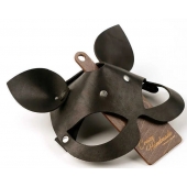 Черная кожаная маска  Кошка  с маленькими ушками - Crazy Handmade - купить с доставкой в Рязани