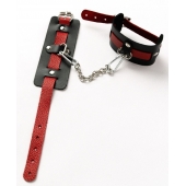 Черные оковы с красным декором и заклепками - Crazy Handmade - купить с доставкой в Рязани