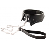 Черный ошейник-воротничок с металлическим поводком - Crazy Handmade - купить с доставкой в Рязани