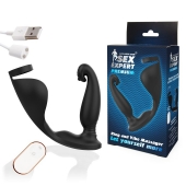 Черный анальный вибромассажёр с эрекционным кольцом и подхватом для мошонки - 12,8 см. - Sex Expert - в Рязани купить с доставкой
