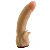 Телесная гелевая насадка-фаллос с клиторальными лепестками - 18,5 см. - LOVETOY (А-Полимер) - купить с доставкой в Рязани