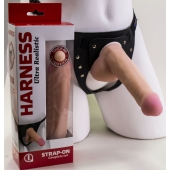 Страпон Harness из двух предметов: трусики с плугом и насадка-фаллос - 17 см. - LOVETOY (А-Полимер) - купить с доставкой в Рязани
