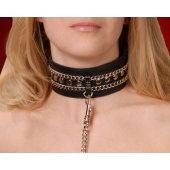 Чёрный ошейник с цепочками и поводком - Sitabella - купить с доставкой в Рязани