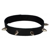 Узкий чёрный ошейник с шипами - Sitabella - купить с доставкой в Рязани
