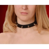 Узкий чёрный ошейник с шипами - Sitabella - купить с доставкой в Рязани