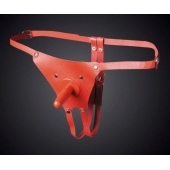 Красные кожаные универсальные трусики со штырьком для насадок - Sitabella - купить с доставкой в Рязани
