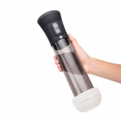 Черная автоматическая вакуумная помпа Pink Vibe с 2 уплотнительными кольцами - Pink Vibe - в Рязани купить с доставкой