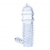 Прозрачная насадка на пенис с шипами и стимулятором клитора - 14,2 см. - Baile - в Рязани купить с доставкой