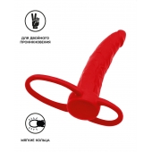 Красная насадка на пенис для двойного проникновения Black Red - 16,5 см. - ToyFa - купить с доставкой в Рязани