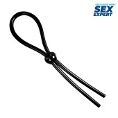 Черное силиконовое лассо с шариком для утяжки - Sex Expert - в Рязани купить с доставкой