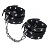 Черные кожаные однослойные оковы с люверсами - Pecado - купить с доставкой в Рязани