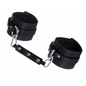 Черные кожаные однослойные оковы с контрастной строчкой - Pecado - купить с доставкой в Рязани