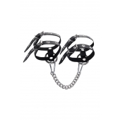 Черные однослойные кожаные оковы из двух ремешков - Pecado - купить с доставкой в Рязани