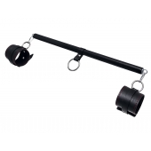 Черная распорка для ног с кожаными манжетами - Pecado - купить с доставкой в Рязани