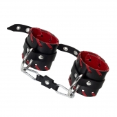 Черно-красные наручники из натуральной кожи - Pecado - купить с доставкой в Рязани