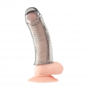 Текстурированная насадка на пенис Clear Textured Penis Enhancing Sleeve Extension - 16,5 см. - BlueLine - в Рязани купить с доставкой