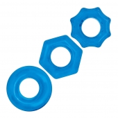 Комплект из трех голубых колец для эрекции 3-Pack Nuts   Bolts Stretch Cock Ring Set - BlueLine - в Рязани купить с доставкой